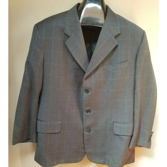 Filo A Mano Hand Tailored John Powers Mens 3-Button Blazer Jacket Business Black